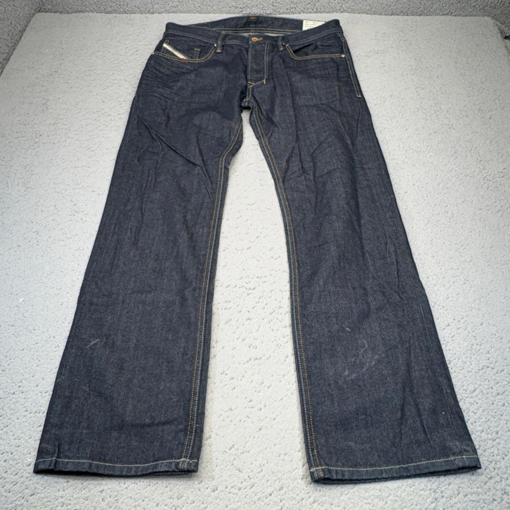 Diesel Larkee Jeans Mens 32x30 Blue Straight Dark Wash 0RUS7 Button Fly